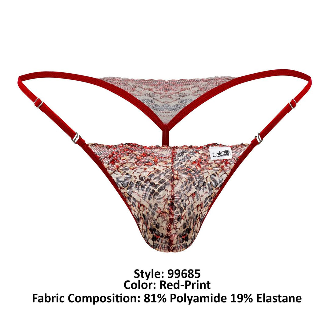CandyMan Lace Thongs in Red Print – men's thongs