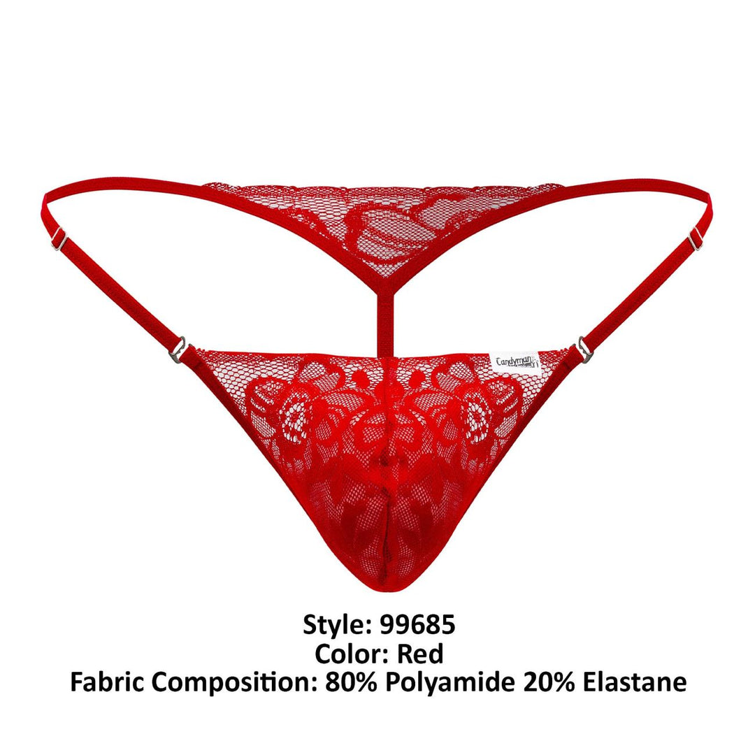 CandyMan Lace Thongs in Red – men's thongs