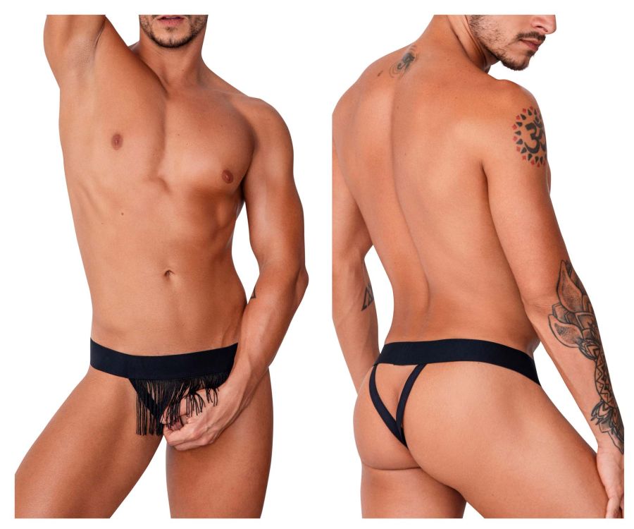 CandyMan Fringe Thongs in Black – men's thongs