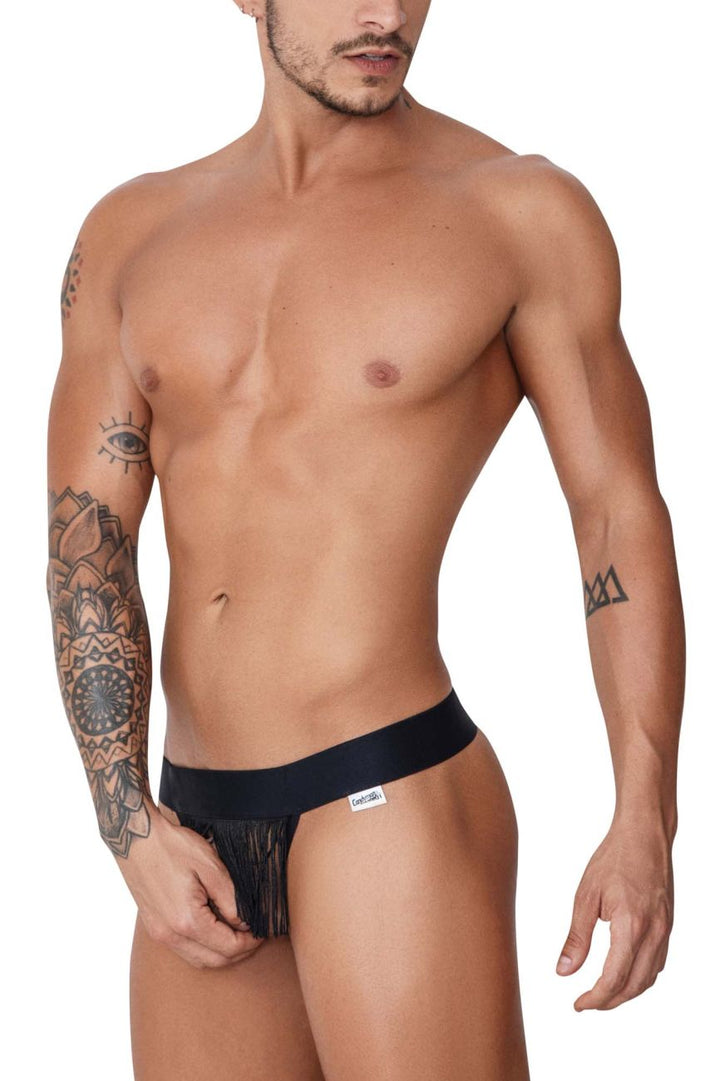 CandyMan Fringe Thongs in Black – men's thongs