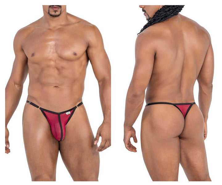 CandyMan Mesh Thongs in Burgundy – men's thongs