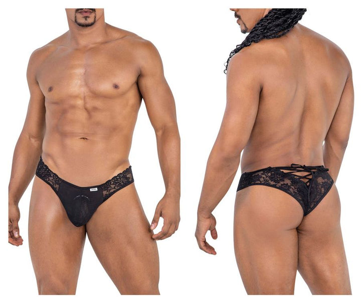 CandyMan Lace Thongs in Black – men's thongs