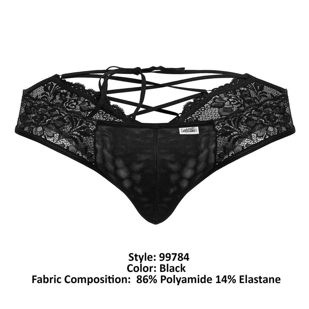 CandyMan Lace Thongs in Black – men's thongs