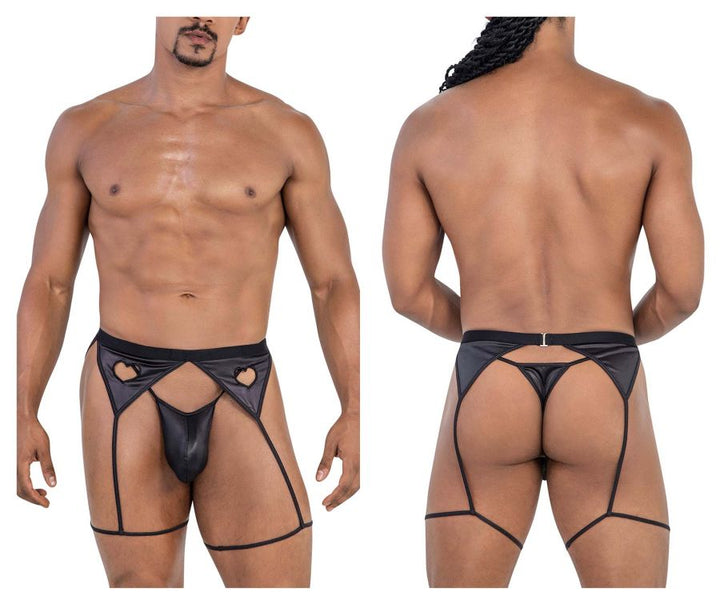 CandyMan Garter Outfit in Black – men's thongs