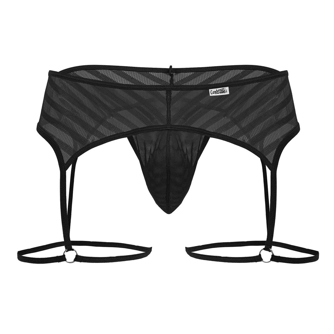 CandyMan Mesh Garter Thongs in Black – men's thongs