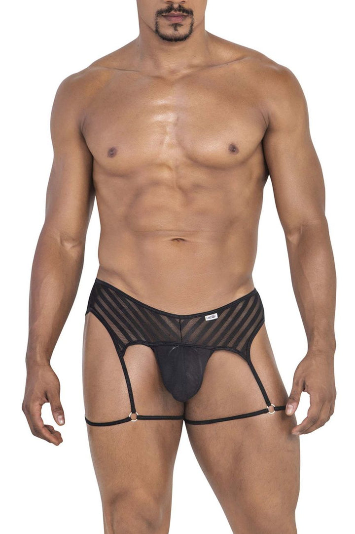 CandyMan Mesh Garter Thongs in Black – men's thongs