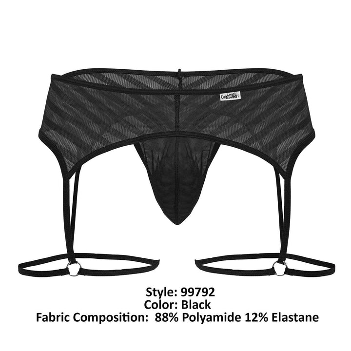 CandyMan Mesh Garter Thongs in Black – men's thongs