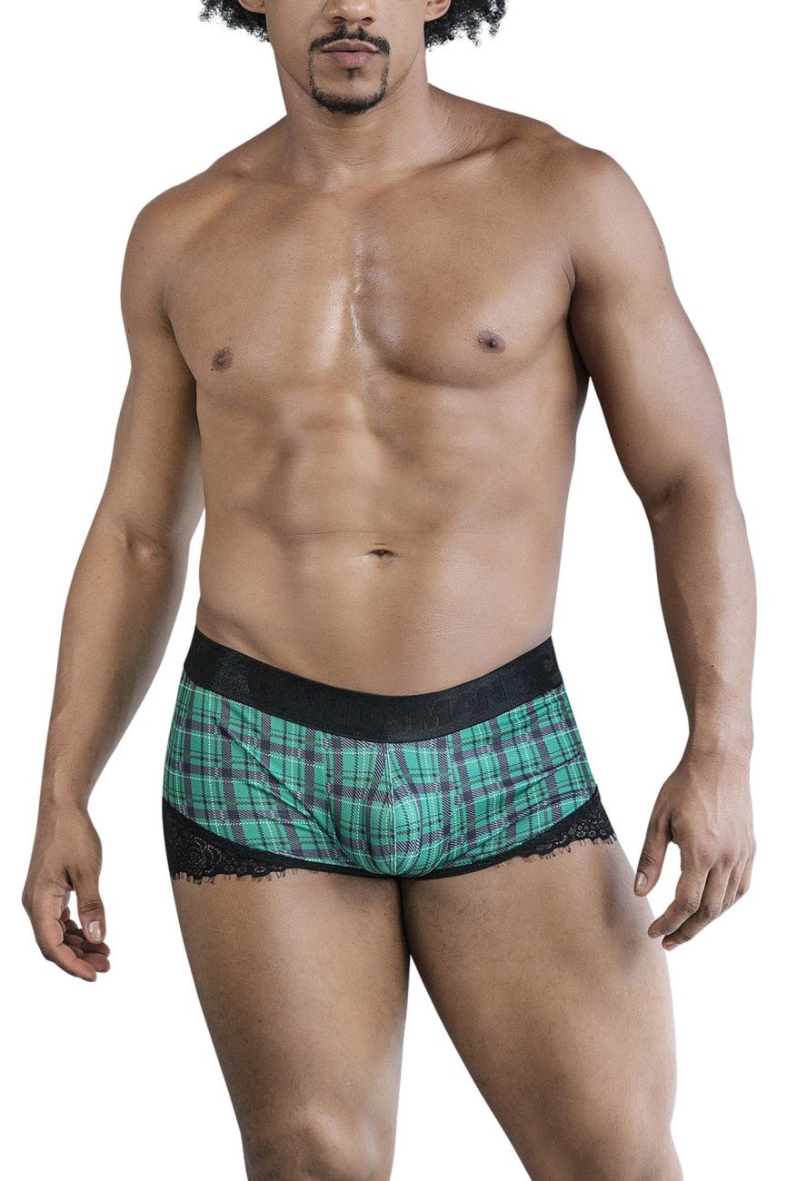 CandyMan Back to School Trunks in Green Plaid – men's trunks