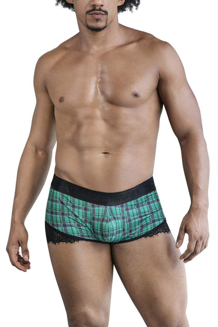 CandyMan Back to School Trunks in Green Plaid – men's trunks