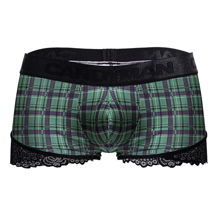 CandyMan Back to School Trunks in Green Plaid – men's trunks