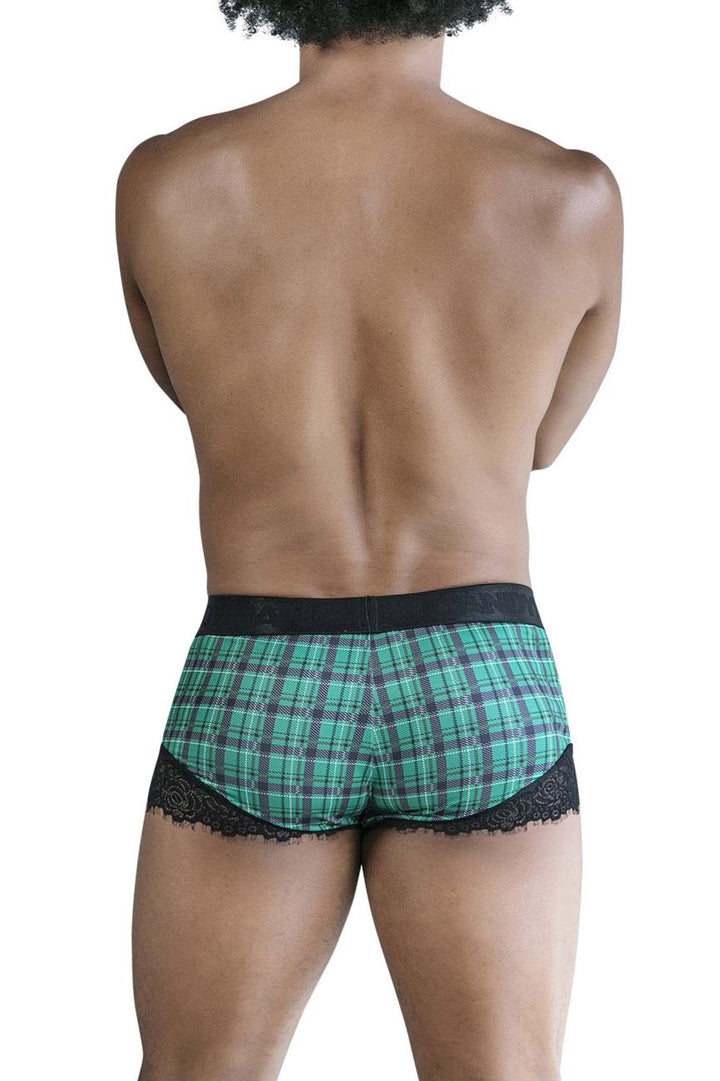 CandyMan Back to School Trunks in Green Plaid – men's trunks