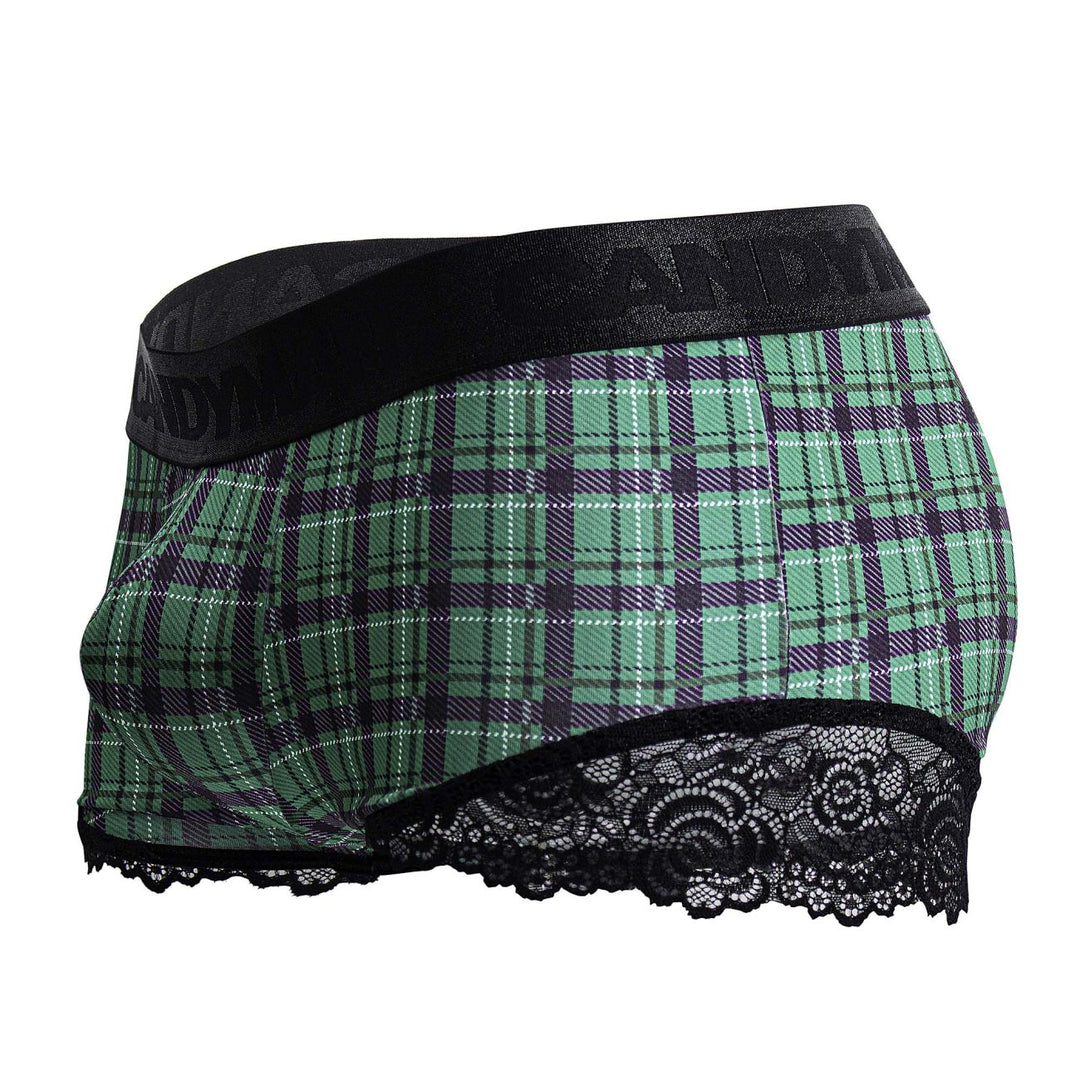 CandyMan Back to School Trunks in Green Plaid – men's trunks
