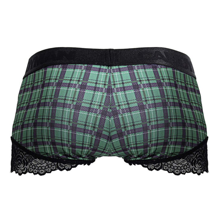 CandyMan Back to School Trunks in Green Plaid – men's trunks