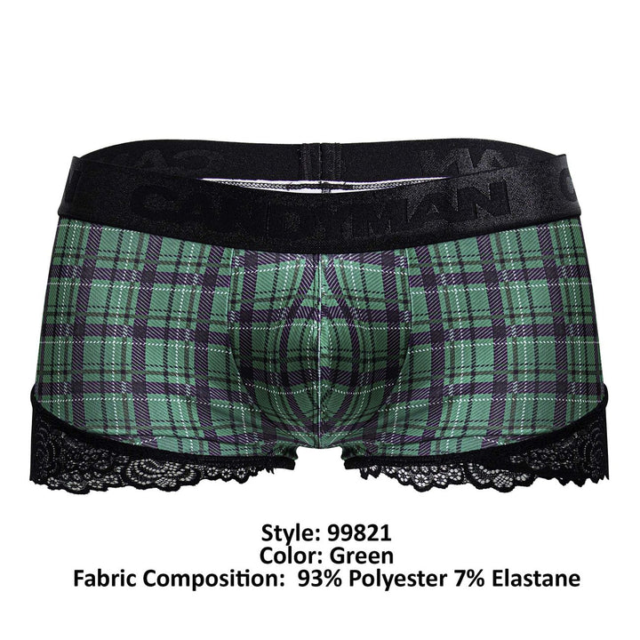 CandyMan Back to School Trunks in Green Plaid – men's trunks