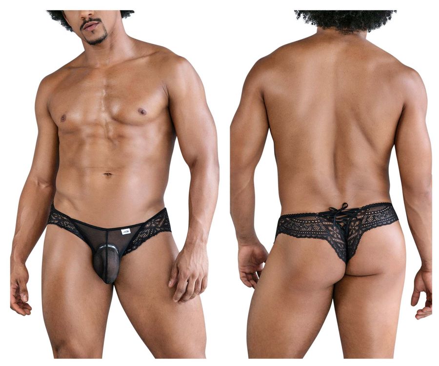 CandyMan Lace-Mesh Thongs in Black – men's thongs