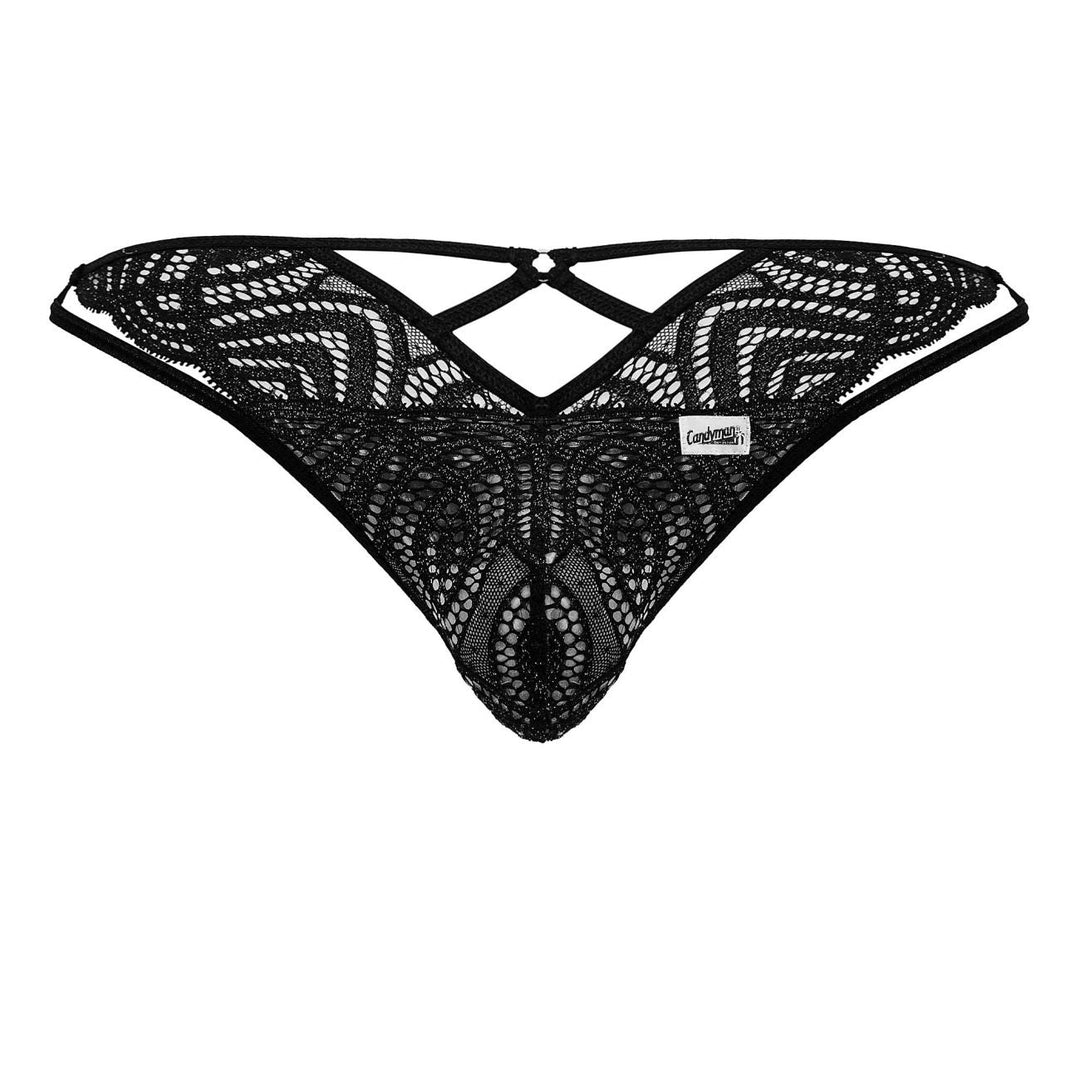 CandyMan Lace Thongs in Black – men's thongs