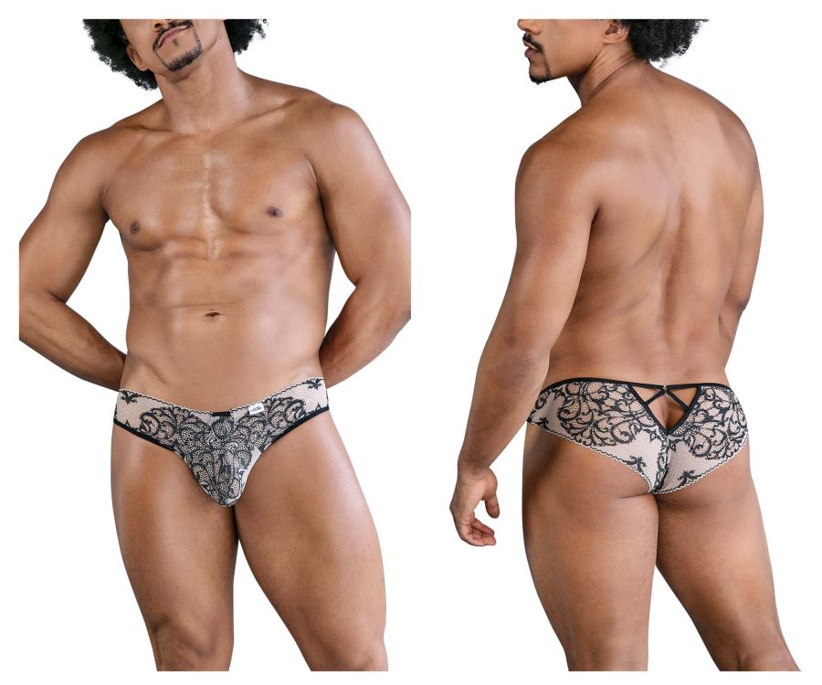 CandyMan Lace Men's Bikini Brief in Nude Black – men's briefs