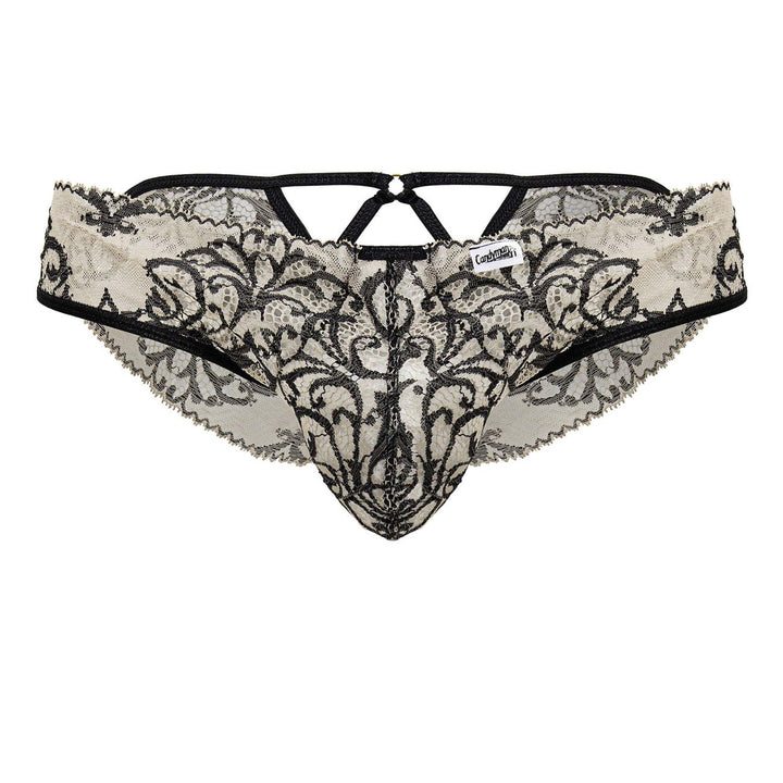 CandyMan Lace Men's Bikini Brief in Nude Black – men's briefs