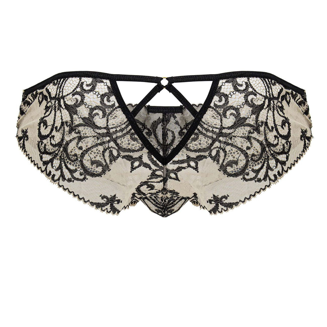 CandyMan Lace Men's Bikini Brief in Nude Black – men's briefs