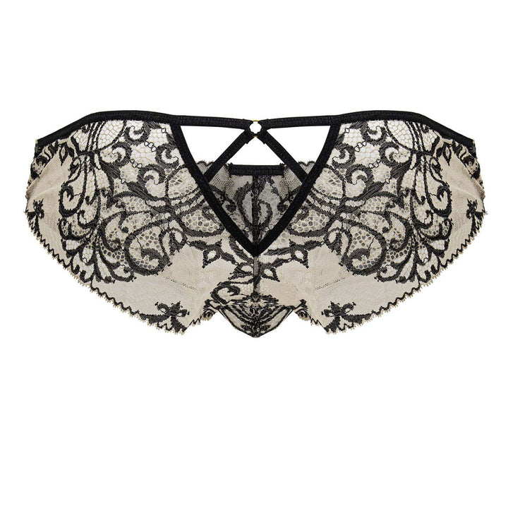 CandyMan Lace Men's Bikini Brief in Nude Black – men's briefs