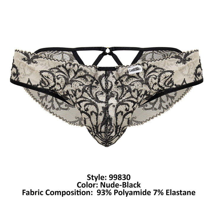 CandyMan Lace Men's Bikini Brief in Nude Black – men's briefs