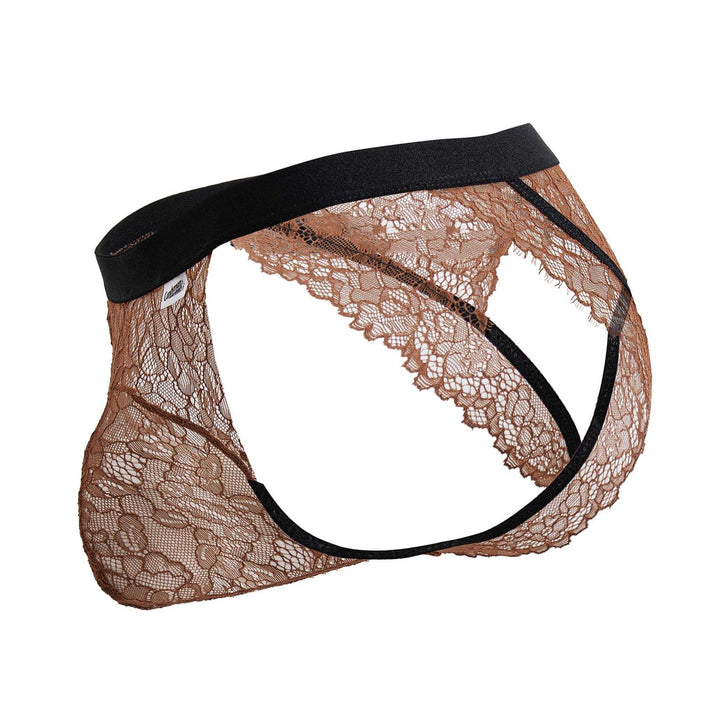CandyMan Lace Jockstrap in Black/Terracotta – men's jockstraps