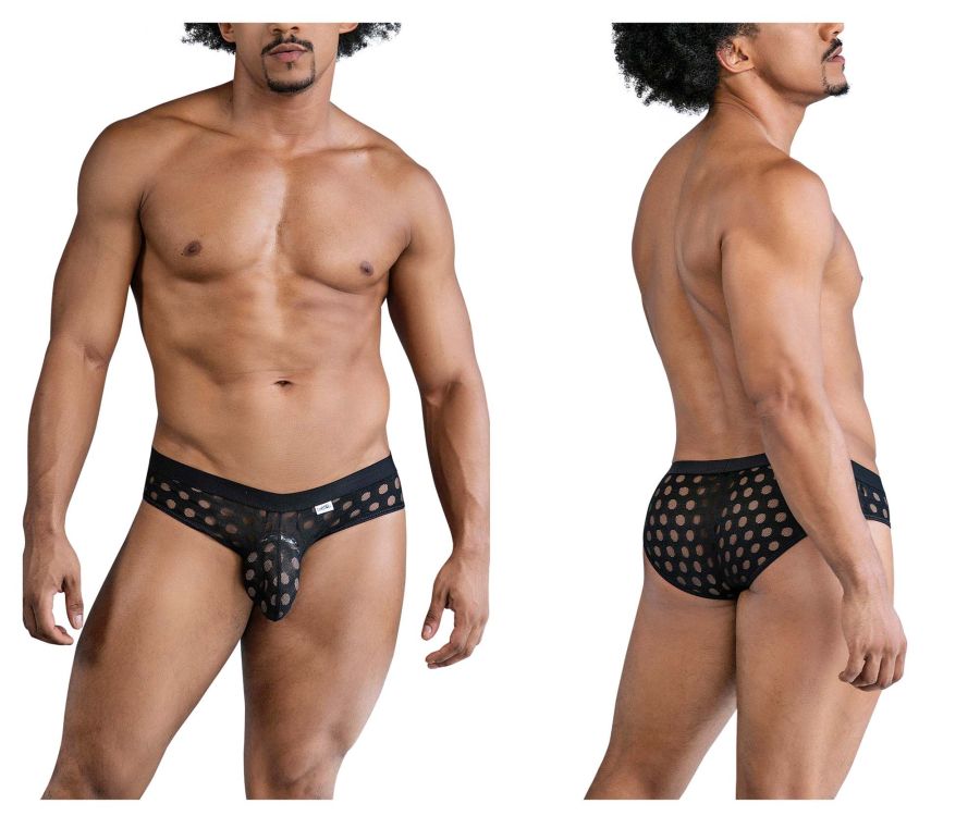 CandyMan Polka Mesh Briefs in Black – men's briefs