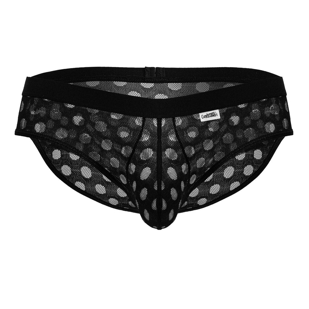CandyMan Polka Mesh Briefs in Black – men's briefs