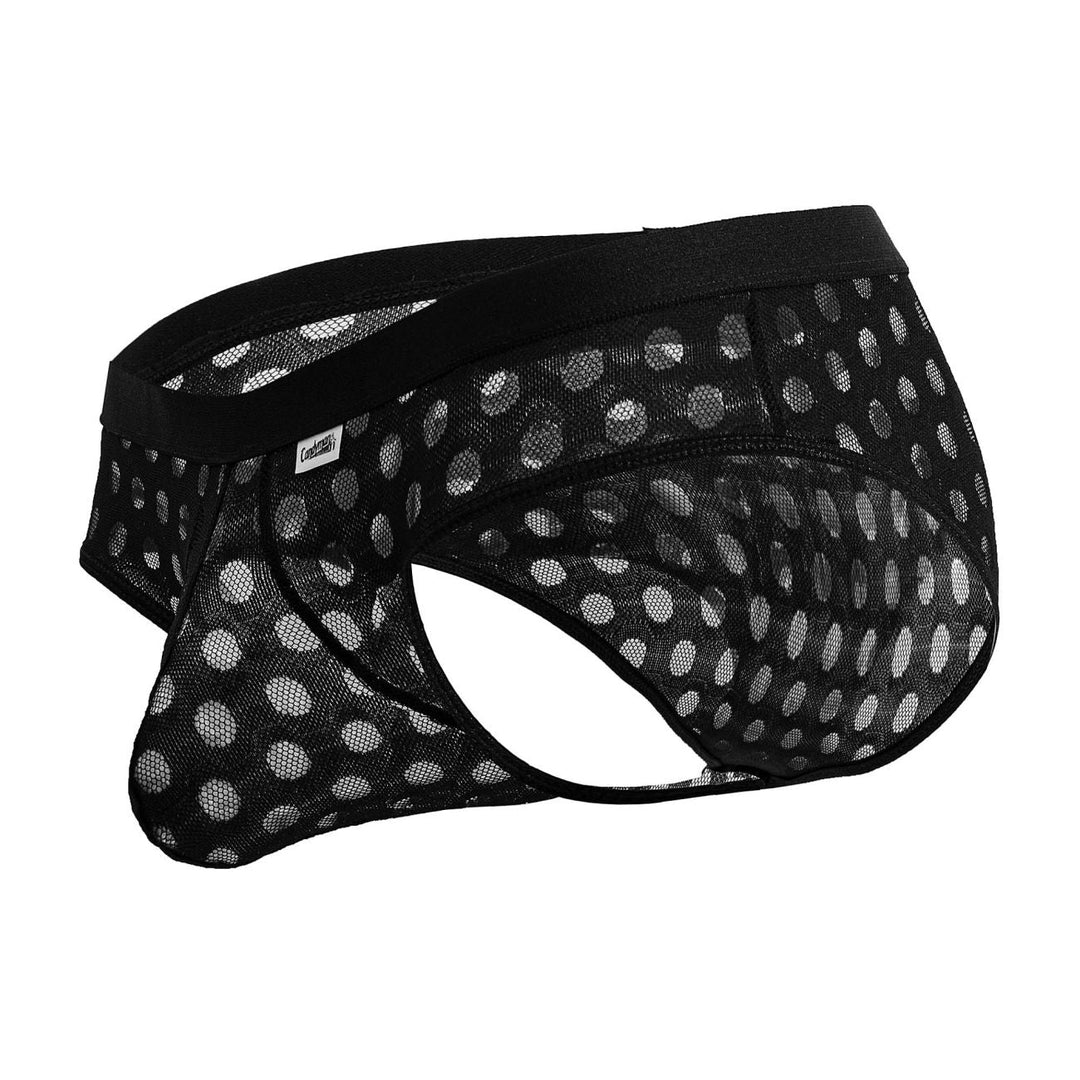 CandyMan Polka Mesh Briefs in Black – men's briefs