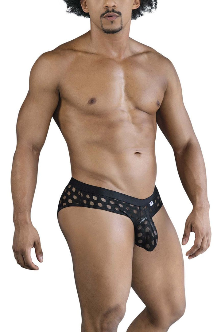 CandyMan Polka Mesh Briefs in Black – men's briefs