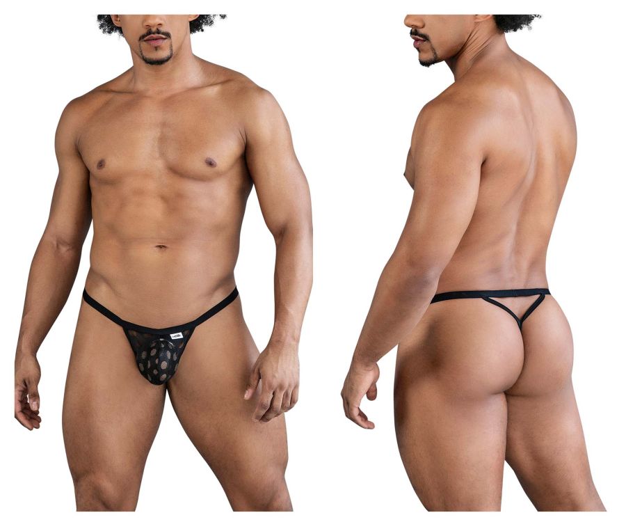 CandyMan Polka Mesh Thongs in Black – men's thongs