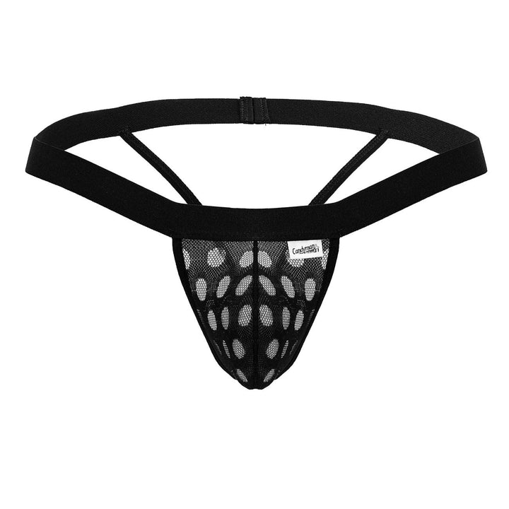 CandyMan Polka Mesh Thongs in Black – men's thongs