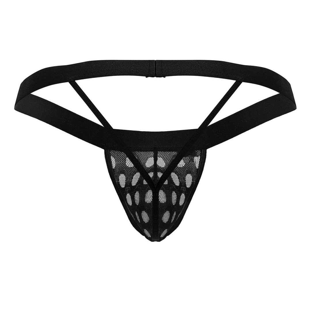 CandyMan Polka Mesh Thongs in Black – men's thongs