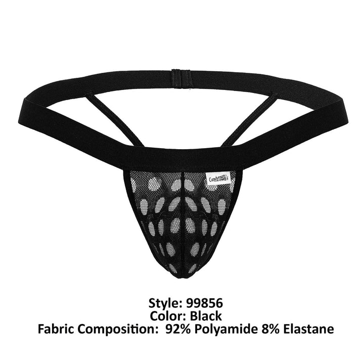 CandyMan Polka Mesh Thongs in Black – men's thongs