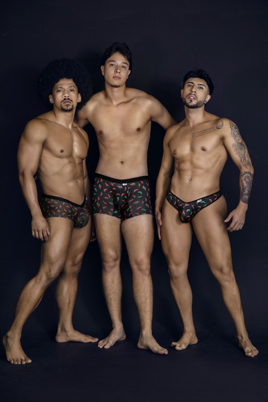 CandyMan Chili pepper Men's Trunk Underwear in Black Print – men's trunks