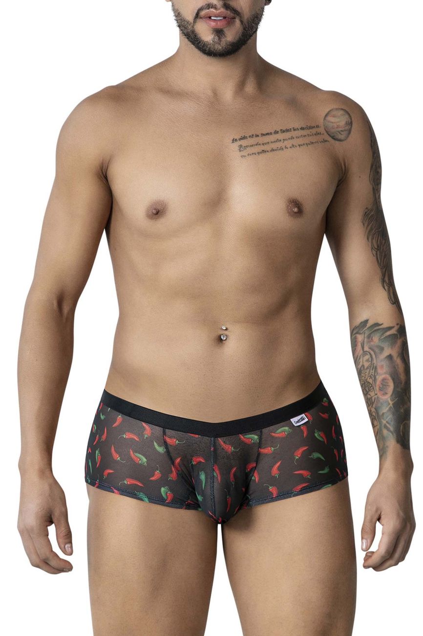 CandyMan Chili pepper Men's Trunk Underwear in Black Print – men's trunks