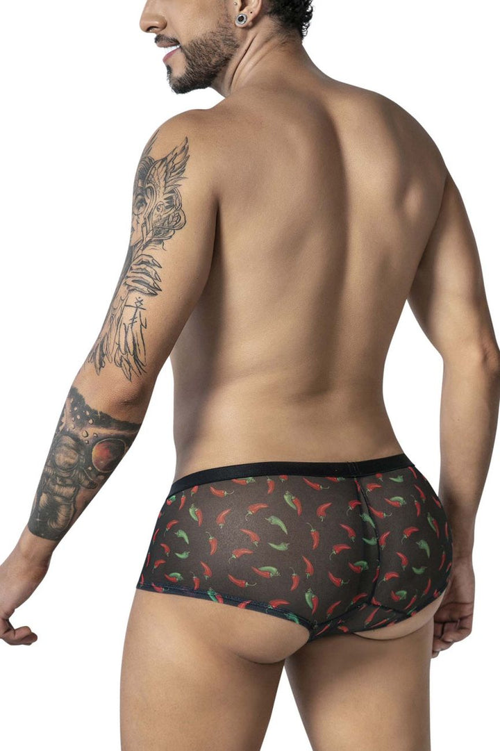 CandyMan Chili pepper Men's Trunk Underwear in Black Print – men's trunks