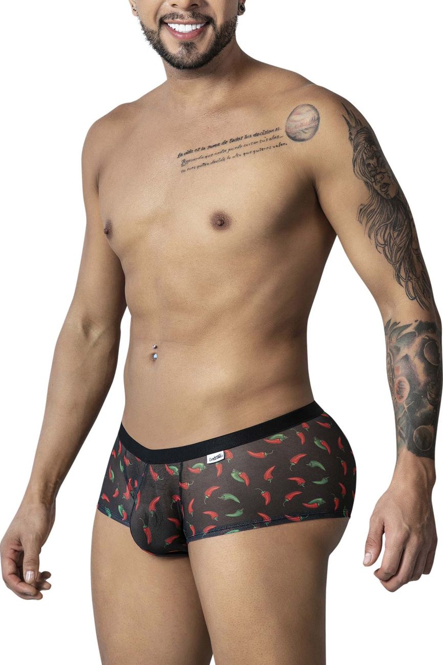 CandyMan Chili pepper Men's Trunk Underwear in Black Print – men's trunks
