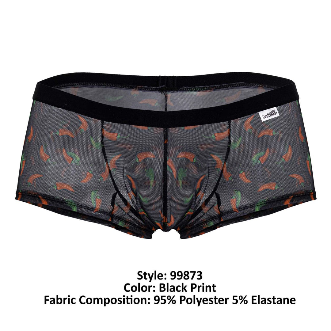 CandyMan Chili pepper Men's Trunk Underwear in Black Print – men's trunks
