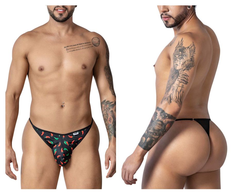 CandyMan Chili pepper Men's Thong in Black Print – men's thongs