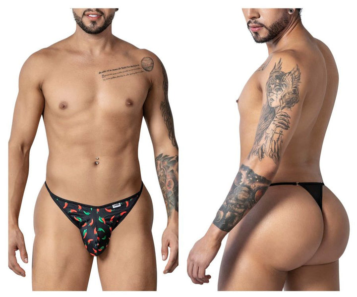 CandyMan Chili pepper Men's Thong in Black Print – men's thongs