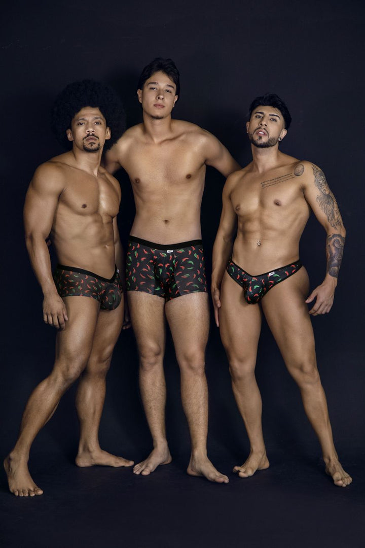 CandyMan Chili pepper Men's Thong in Black Print – men's thongs