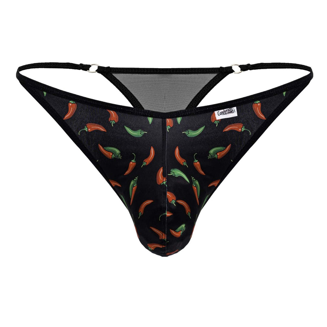 CandyMan Chili pepper Men's Thong in Black Print – men's thongs