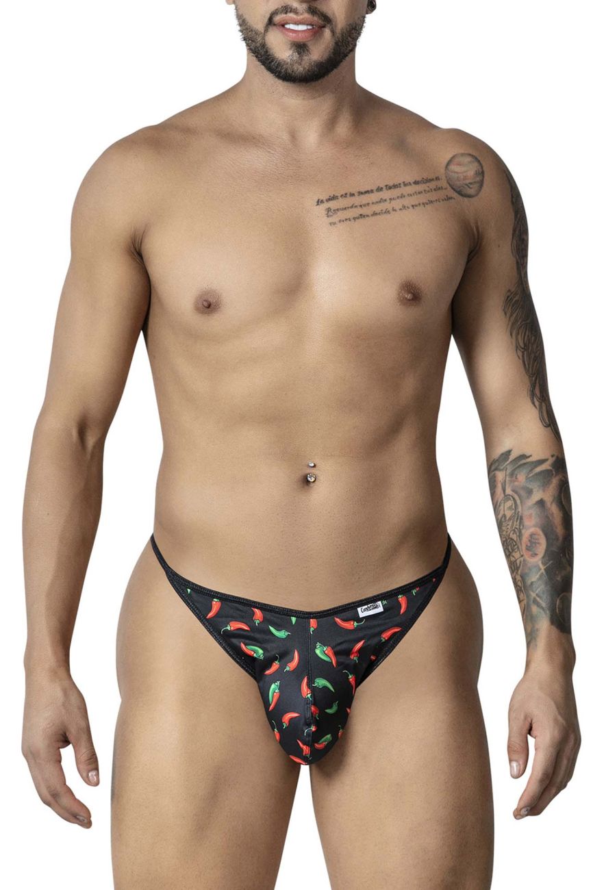 CandyMan Chili pepper Men's Thong in Black Print – men's thongs