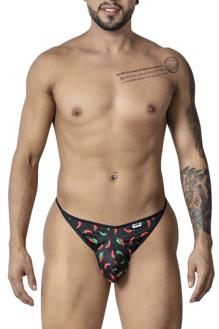 CandyMan Chili pepper Men's Thong in Black Print – men's thongs