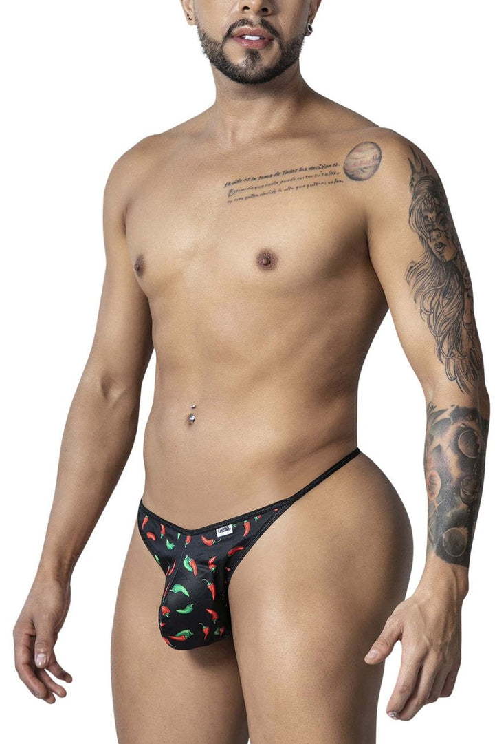 CandyMan Chili pepper Men's Thong in Black Print – men's thongs