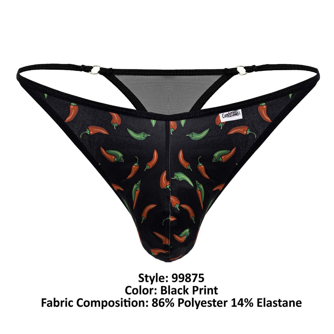 CandyMan Chili pepper Men's Thong in Black Print – men's thongs