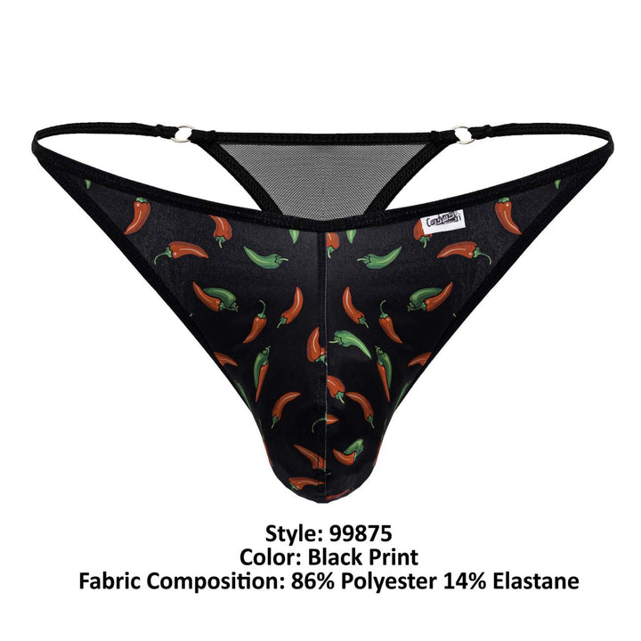CandyMan Chili pepper Men's Thong in Black Print – men's thongs