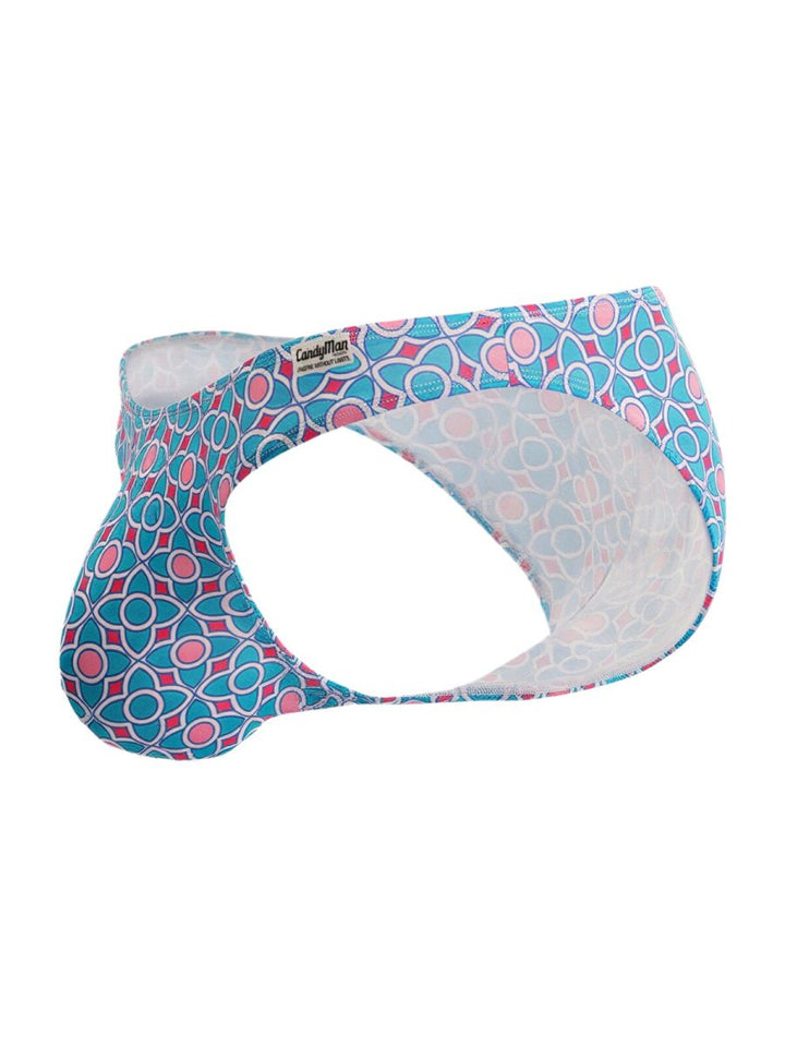 CandyMan Printed Bikini Brief in printed blue – men's tropical print bikini brief underwear