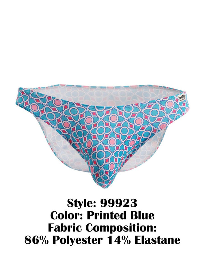 CandyMan Printed Bikini Brief in printed blue – men's tropical print bikini brief underwear